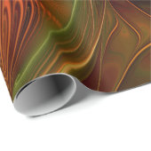 抽象芸術赤オレンジ色の茶色の緑のフラクタルアートフラワー ラッピングペーパー (ロールコーナー)