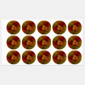 抽象芸術赤オレンジ色の茶色の緑のフラクタルアートフラワー ラベル (シート)