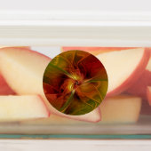 抽象芸術赤オレンジ色の茶色の緑のフラクタルアートフラワー ラベル (貼付)