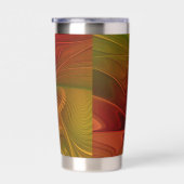 抽象芸術赤オレンジ色の茶色の緑のフラクタルアートフラワー 保温保冷タンブラー (右面)