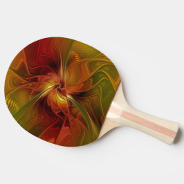 抽象芸術赤オレンジ色の茶色の緑のフラクタルアートフラワー 卓球ラケット