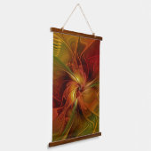抽象芸術赤オレンジ色の茶色の緑のフラクタルアートフラワー 吊り下げ型タペストリー (傾斜あり)