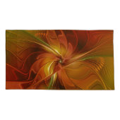 抽象芸術赤オレンジ色の茶色の緑のフラクタルアートフラワー 枕カバー (裏面)