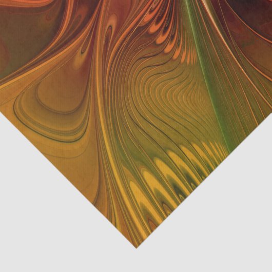 抽象芸術赤オレンジ色の茶色の緑のフラクタルアートフラワー 薄葉紙 (詳細)