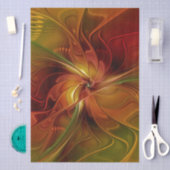 抽象芸術赤オレンジ色の茶色の緑のフラクタルアートフラワー 薄葉紙 (クラフト)