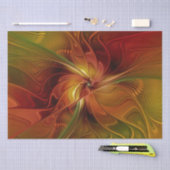 抽象芸術赤オレンジ色の茶色の緑のフラクタルアートフラワー 薄葉紙 (クラフト)