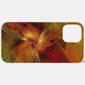 抽象芸術赤オレンジ色の茶色の緑のフラクタルアートフラワー Case-Mate iPhoneケース (裏面 (横))