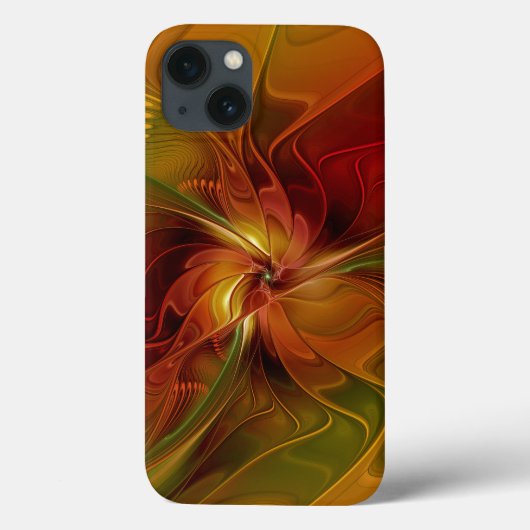抽象芸術赤オレンジ色の茶色の緑のフラクタルアートフラワー Case-Mate iPhoneケース (裏面)