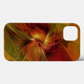 抽象芸術赤オレンジ色の茶色の緑のフラクタルアートフラワー Case-Mate iPhoneケース (裏面 (横))