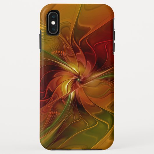 抽象芸術赤オレンジ色の茶色の緑のフラクタルアートフラワー Case-Mate iPhoneケース (裏面)