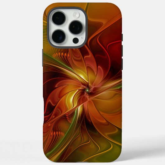 抽象芸術赤オレンジ色の茶色の緑のフラクタルアートフラワー Case-Mate iPhoneケース (裏面)