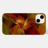 抽象芸術赤オレンジ色の茶色の緑のフラクタルアートフラワー Case-Mate iPhoneケース (裏面 (横))