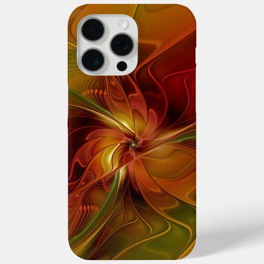 抽象芸術赤オレンジ色の茶色の緑のフラクタルアートフラワー Case-Mate iPhoneケース (裏面)