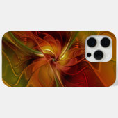 抽象芸術赤オレンジ色の茶色の緑のフラクタルアートフラワー Case-Mate iPhoneケース (裏面 (横))