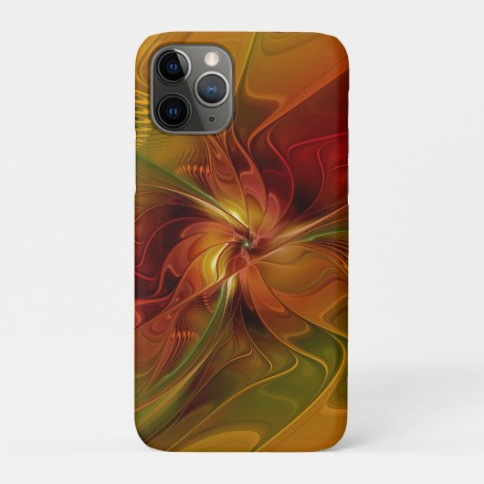 抽象芸術赤オレンジ色の茶色の緑のフラクタルアートフラワー Case-Mate iPhoneケース (裏)