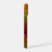 抽象芸術赤オレンジ色の茶色の緑のフラクタルアートフラワー iPhone 15ケース (右側面)