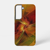 抽象芸術赤オレンジ色の茶色の緑のフラクタルアートフラワー SAMSUNG GALAXYケース (裏面)