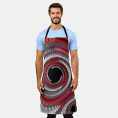 抽象芸術赤グラデーション緩和曲線フラクタル エプロン (着用した状態)