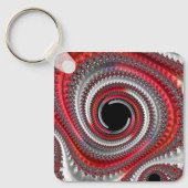 抽象芸術赤グラデーション緩和曲線フラクタル キーホルダー (正面)