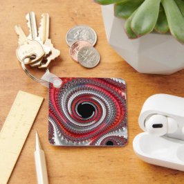 抽象芸術赤グラデーション緩和曲線フラクタル キーホルダー