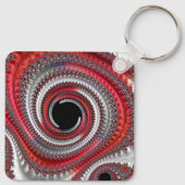 抽象芸術赤グラデーション緩和曲線フラクタル キーホルダー (裏面)