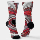 抽象芸術赤グラデーション緩和曲線フラクタル ソックス (傾斜あり)