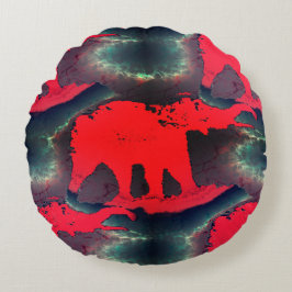 抽象芸術赤スケッチで非常に素朴な効果を持つ ラウンドクッション