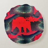 抽象芸術赤スケッチで非常に素朴な効果を持つ ラウンドクッション (裏面)