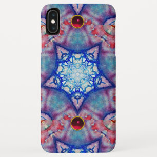 抽象芸術赤ピンクの青い星(宝石あり) iPhone XS MAXケース