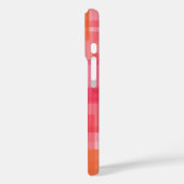 抽象芸術赤ピンクティール(緑がかった色)幾何正方形パターン Case-Mate iPhoneケース (裏面 / 左)