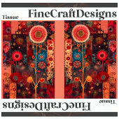 抽象芸術赤フローラキルトスタイルデコパージュL+R 142 薄葉紙