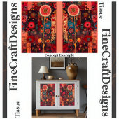 抽象芸術赤フローラキルトスタイルデコパージュL+R 142 薄葉紙