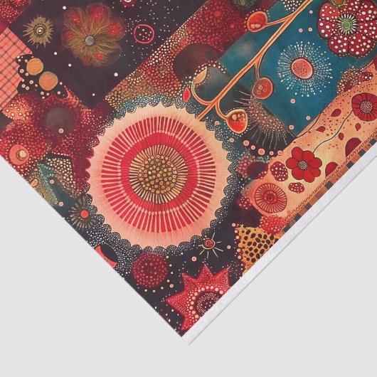 抽象芸術赤フローラキルトスタイルデコペ離れージ142 薄葉紙 (詳細)