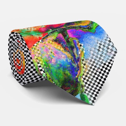 抽象芸術赤フローラ水彩 ネクタイ (ロール)