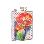 抽象芸術赤フローラ水色ポピー水玉模様 フラスク (右)