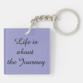 抽象芸術赤フローラ絵画水色の赤ポピー キーホルダー (裏面)