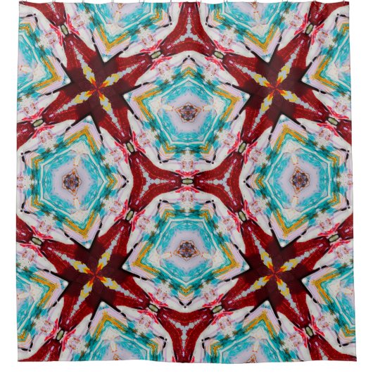 抽象芸術赤ブルーイエローシャワーカーテン シャワーカーテン (正面)