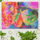 抽象芸術赤水色フローラ絵画 キッチンタオル (折り畳み)