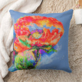 抽象芸術赤水色フローラ絵画 クッション (ブランケット)