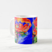 抽象芸術赤水色フローラ絵画 コーヒーマグカップ (正面左)