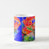 抽象芸術赤水色フローラ絵画 コーヒーマグカップ (中央)