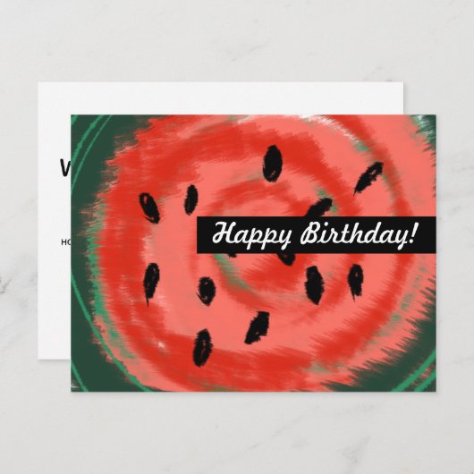 抽象芸術赤渦巻形のスイカ ポストカード (正面/裏面)