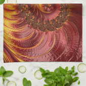 抽象芸術赤炎フラクタル キッチンタオル (折り畳み)