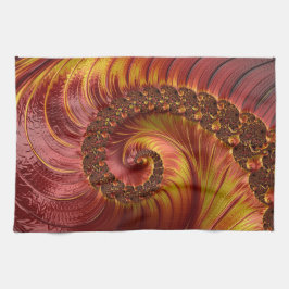 抽象芸術赤炎フラクタル キッチンタオル