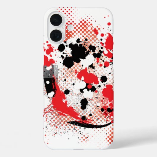 抽象芸術赤白と黒の絵を描（ばちゃばちゃ）跳ねる Case-Mate iPhoneケース (裏面)