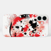 抽象芸術赤白と黒の絵を描（ばちゃばちゃ）跳ねる Case-Mate iPhoneケース (裏面 (横))
