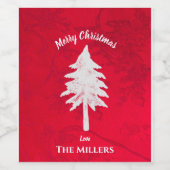 抽象芸術赤白クリスマスツリーメリークリスマス ワインラベル (シングルラベル)
