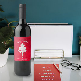 抽象芸術赤白クリスマスツリーメリークリスマス ワインラベル