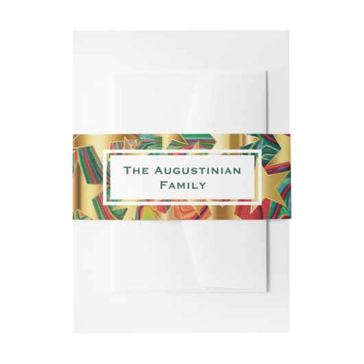 抽象芸術赤緑星文具パーソナライズされた 招待状ベリーバンド (正面例)