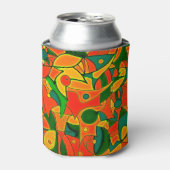 抽象芸術赤色の断片的なパッチワーク 缶クーラー (缶正面)